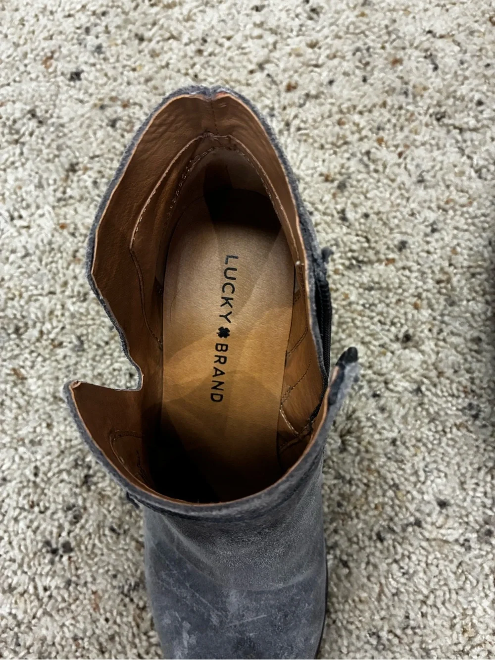 Lucky Brand Women's Distressed Gray Suede Wedge Ankle Boots - Size 7